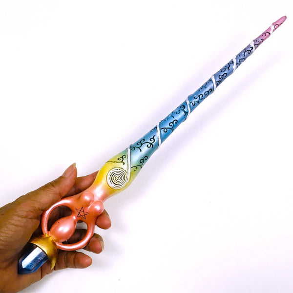 Rainbow Chakra Spiral Goddess Magic Wand