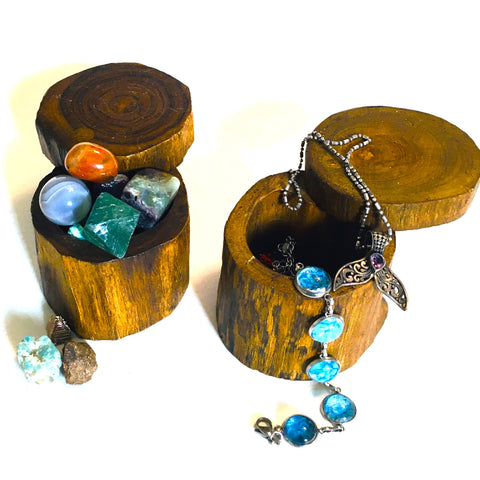 Tree Trunk Trinket Box with Swivel lid Small