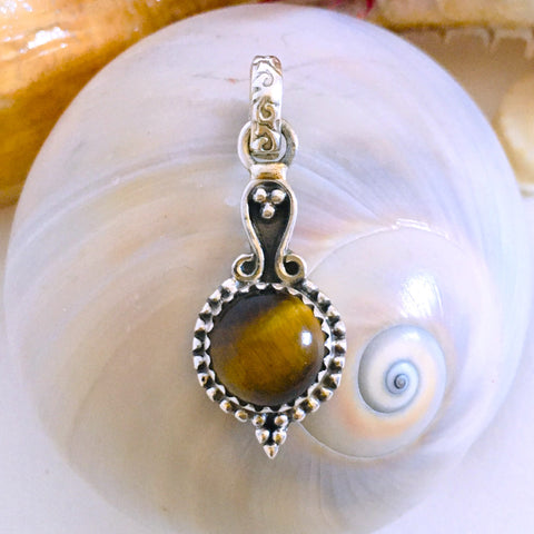 Tiger eye Crystal Pendant Sterling Silver