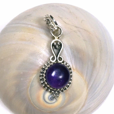Amethyst Crystal Pendant Sterling Silver