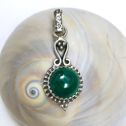 Malachite Crystal Pendant Sterling Silver