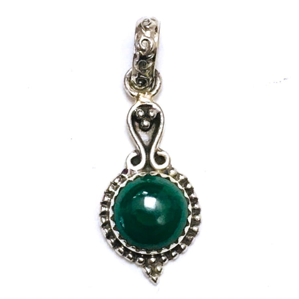 Malachite Crystal Pendant Sterling Silver