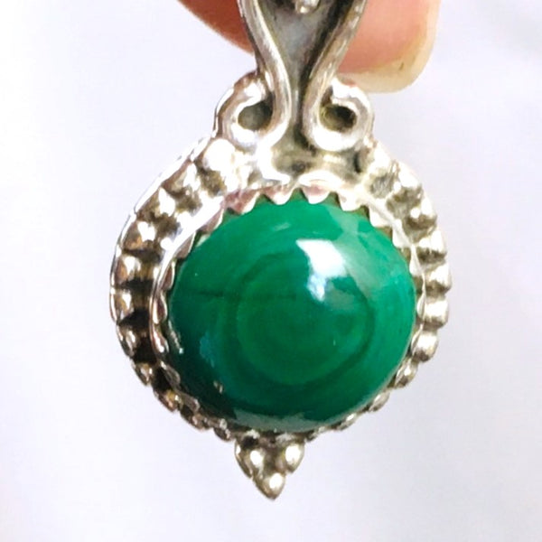 Malachite Crystal Pendant Sterling Silver