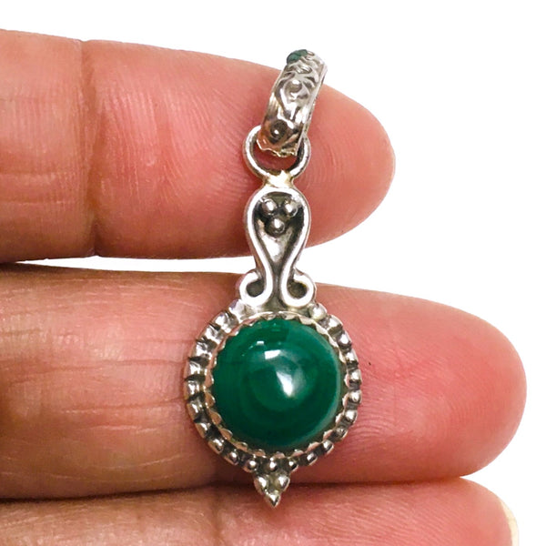 Malachite Crystal Pendant Sterling Silver