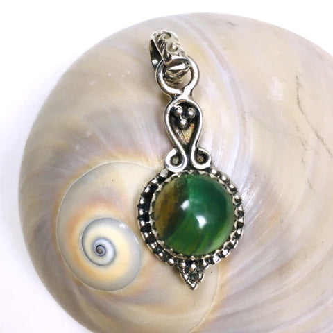 Fluorite Crystal Pendant Sterling Silver