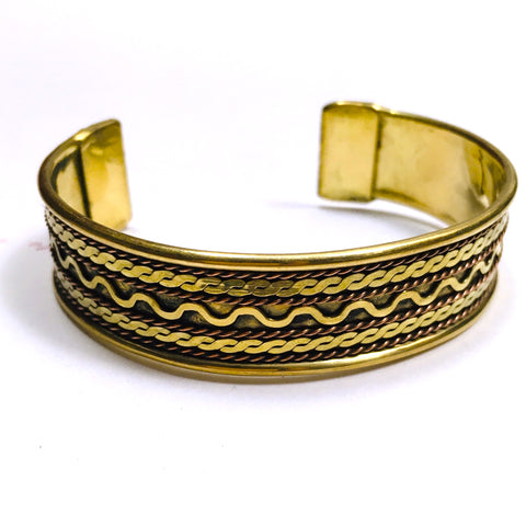 Brass & Copper Bracelet Braided detail adjustable Unisex