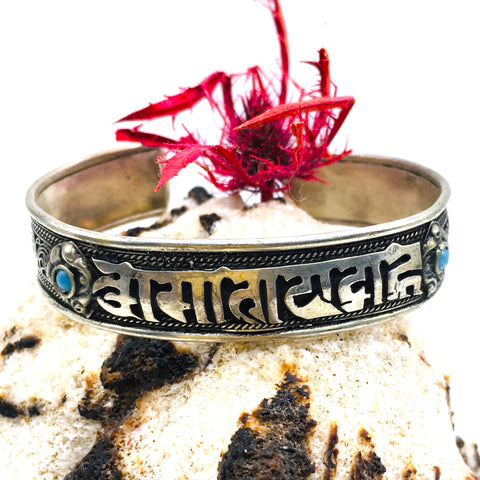 Metal Cuff Om Mani Padme Hum Bracelet adjustable Unisex