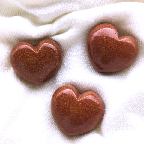 Red Goldstone Puff Heart Stone