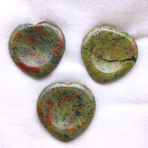 Unakite Jasper Heart Worry Stone