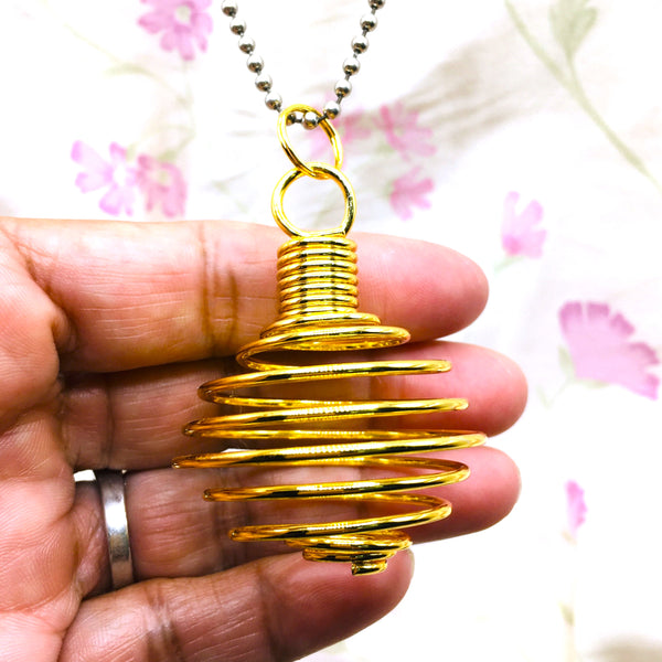 Wire Spiral Cage for Crystals Gemstone Holder Gold Large
