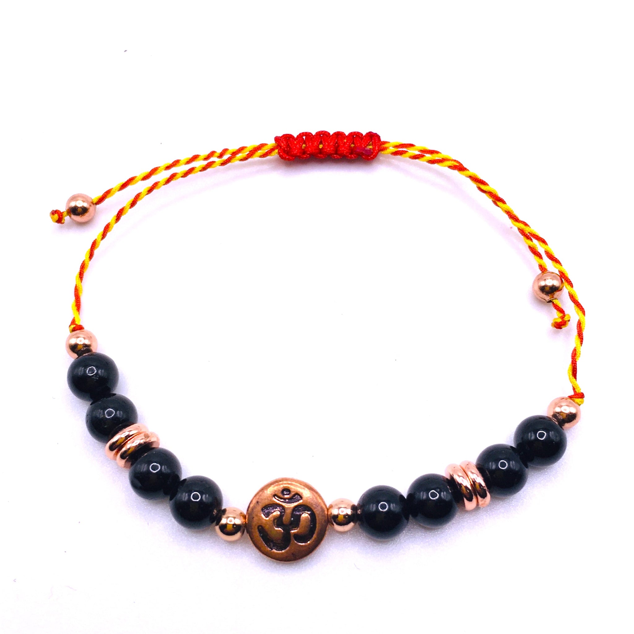 Rakhi Om Bracelet Protection Black Tourmaline & Copper Beads