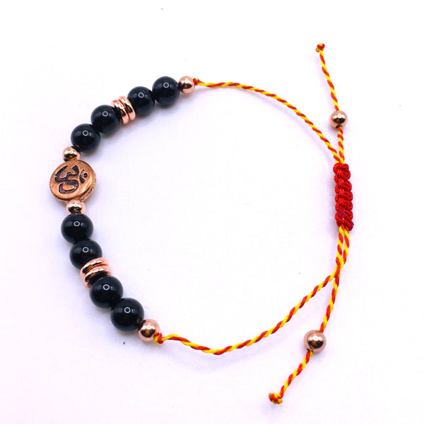 Rakhi Om Bracelet Protection Black Tourmaline & Copper Beads