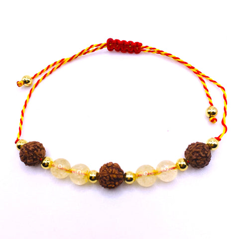 Rakhi Bracelet Success Citrine & Rudraksha Beads
