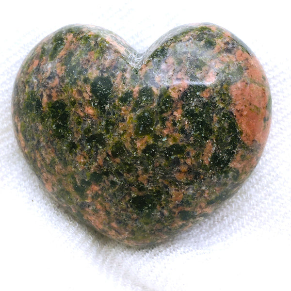 Unakite Jasper Puff Heart Stone