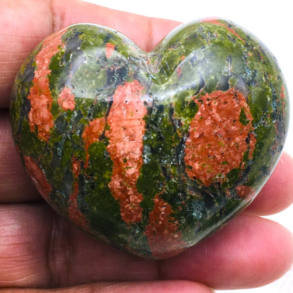 Unakite Jasper Puff Heart Stone