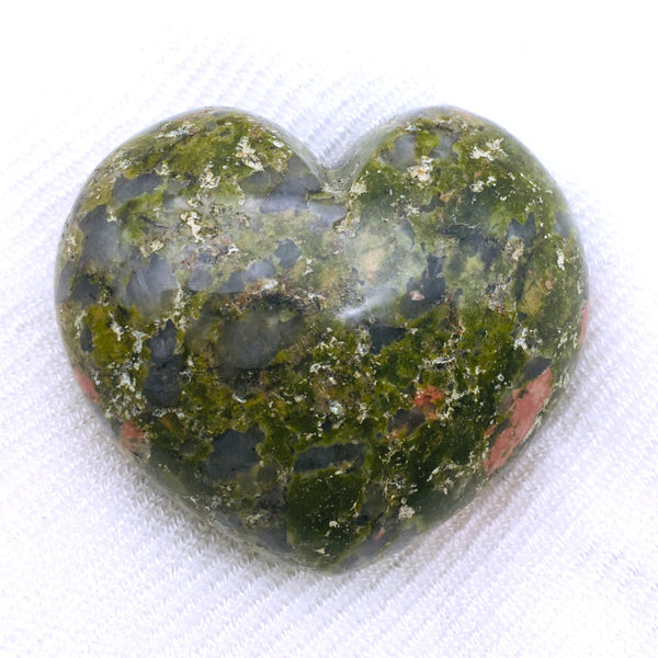 Unakite Jasper Puff Heart Stone