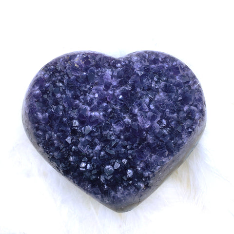 Amethyst Heart Geode Cluster with Polished Edges