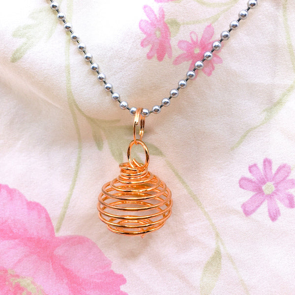 Wire Spiral Cage for Crystals Gemstone Holder Copper Small