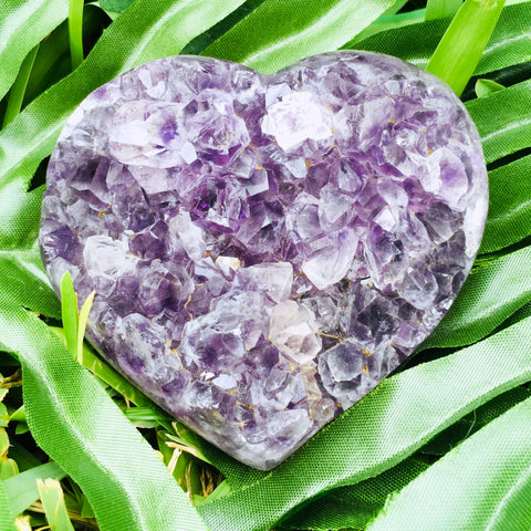 Amethyst Heart Geode Cluster with Polished Edges