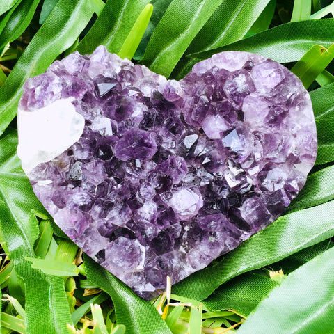 Amethyst Heart Geode Cluster with Polished Edges