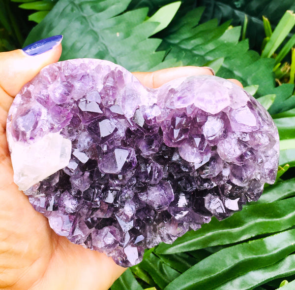 Amethyst Heart Geode Cluster with Polished Edges