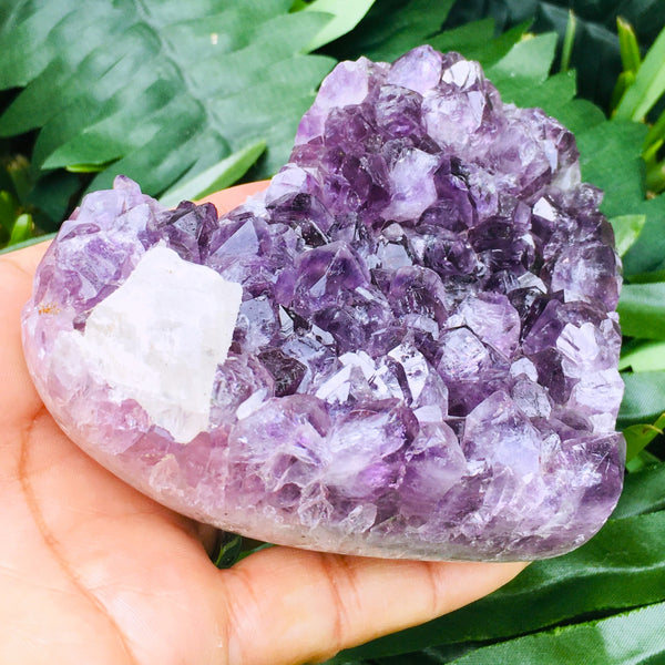 Amethyst Heart Geode Cluster with Polished Edges