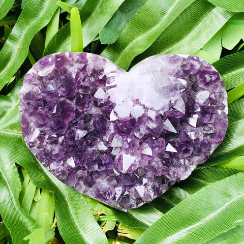 Amethyst Heart Geode Cluster with Polished Edges