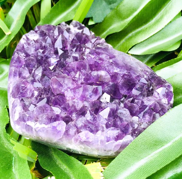 Amethyst Heart Geode Cluster with Polished Edges