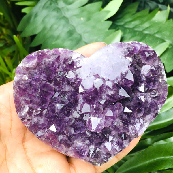 Amethyst Heart Geode Cluster with Polished Edges