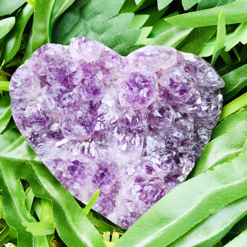 Amethyst Heart Geode Cluster with Polished Edges