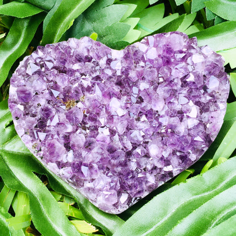 Amethyst Heart Geode Cluster with Polished Edges