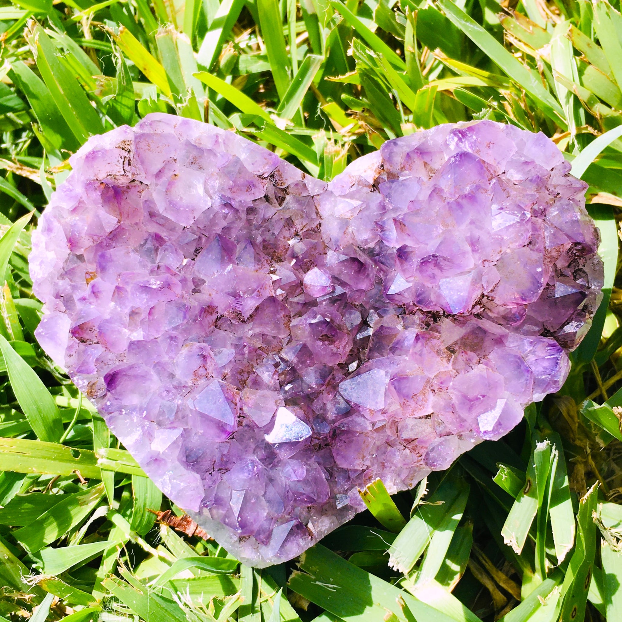 Amethyst Heart Geode Cluster with Polished Edges