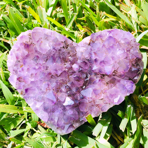Amethyst Heart Geode Cluster with Polished Edges