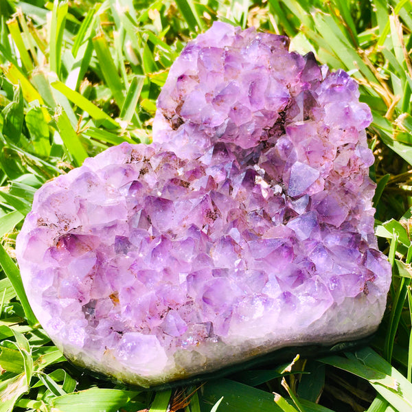 Amethyst Heart Geode Cluster with Polished Edges