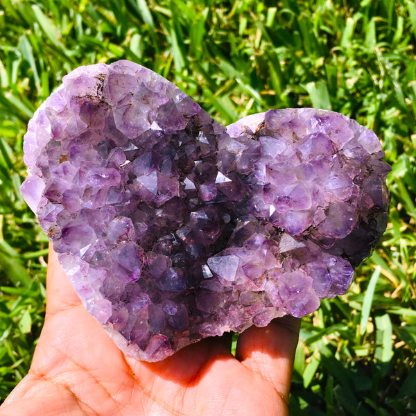 Amethyst Heart Geode Cluster with Polished Edges