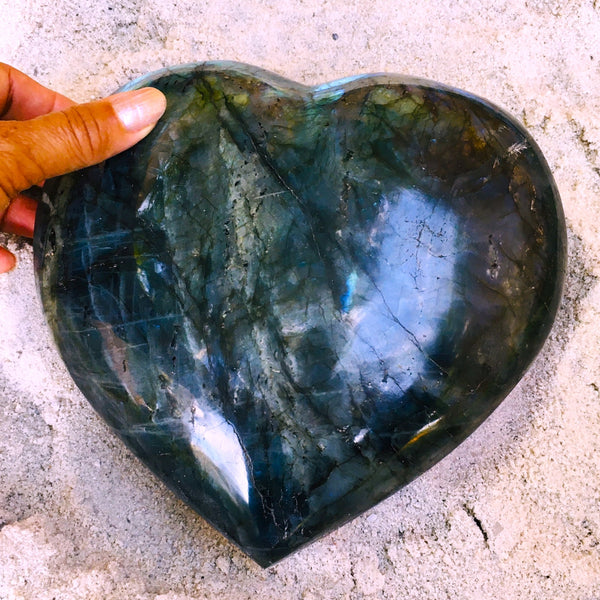Labradorite Blue Flame Heart Stone XX-Large