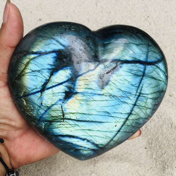 Labradorite Blue Flame Heart Stone