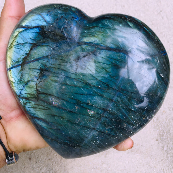 Labradorite Blue Flame Heart Stone