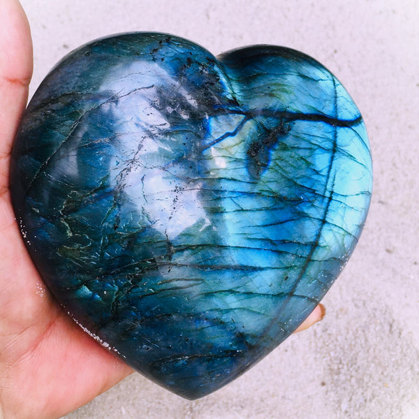 Labradorite Blue Flame Heart Stone