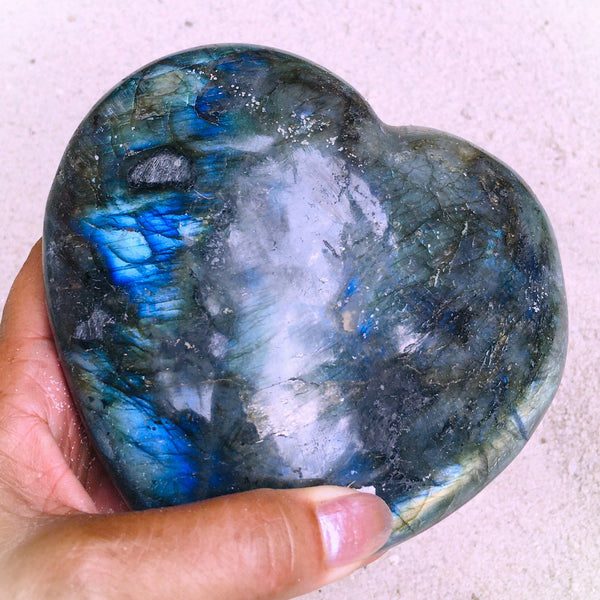 Labradorite Blue Flame Heart Stone