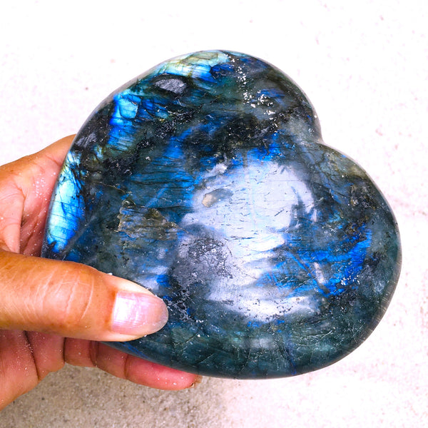 Labradorite Blue Flame Heart Stone