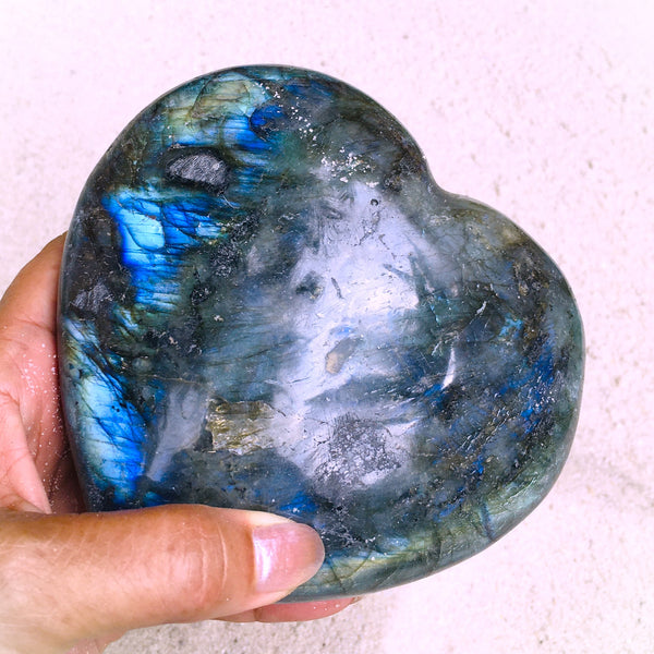 Labradorite Blue Flame Heart Stone