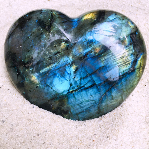Labradorite Blue Flame Heart Stone