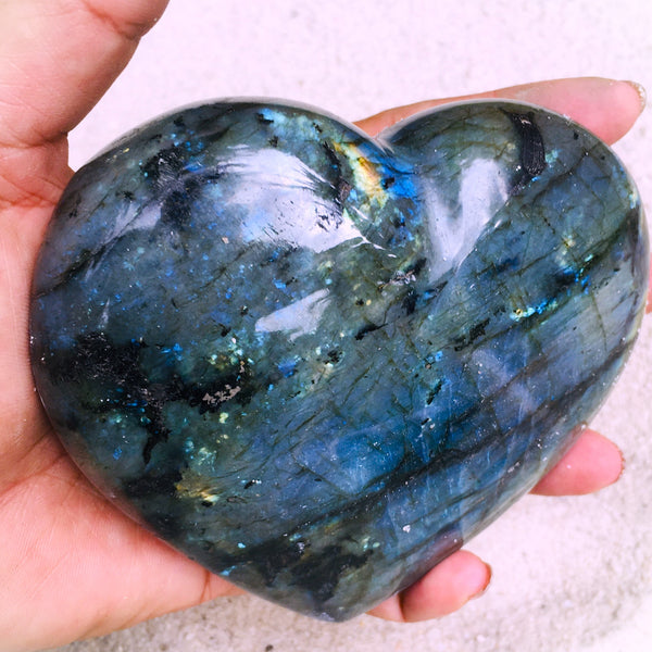 Labradorite Blue Flame Heart Stone