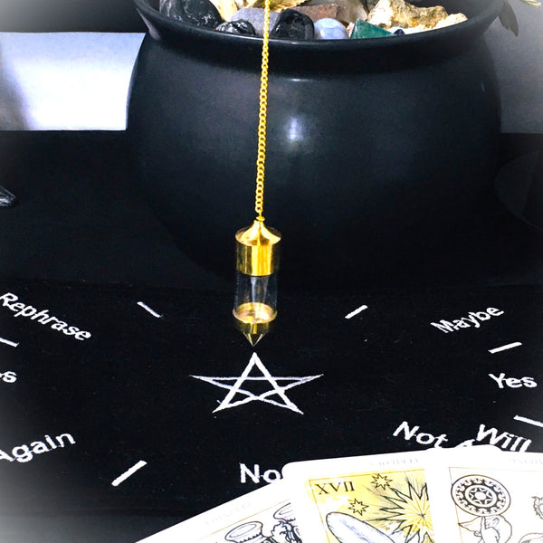 Clear Vial Chambered Pendulum Chakra Dowsing Crystals