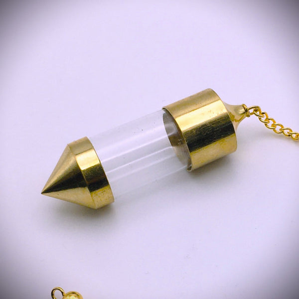 Clear Vial Chambered Pendulum Chakra Dowsing Crystals