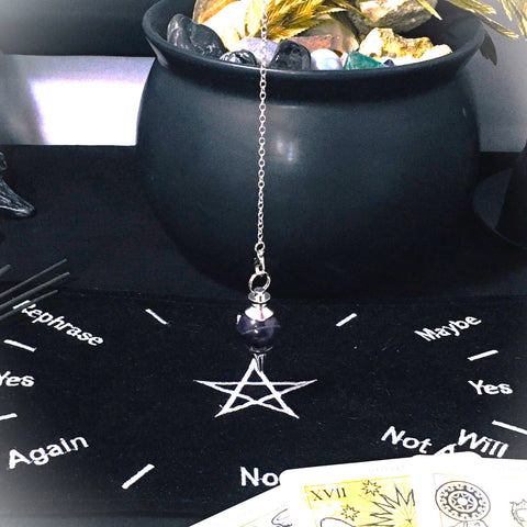 Amethyst Silver Steel Sphere Pendulum Divination Dowsing