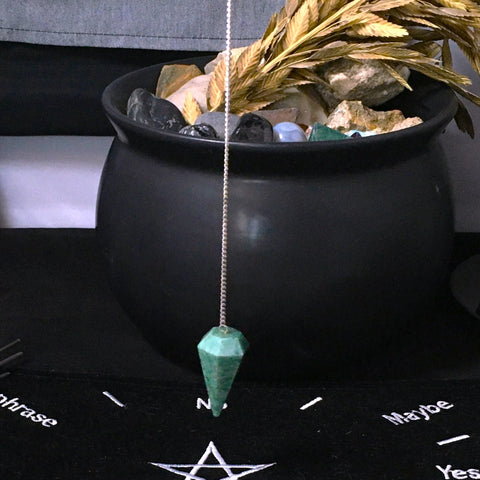 Green Aventurine Hexagonal Crystal Pendulum