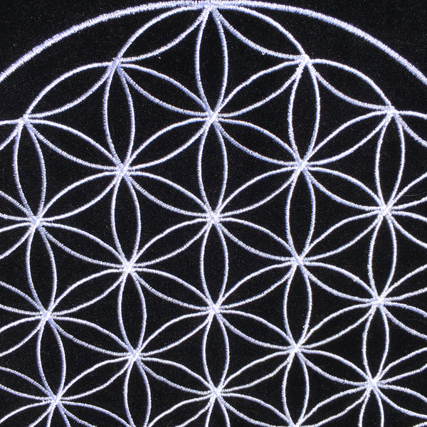 Velvet Grid Cloth with Embroidered Flower of Life Altar Mat