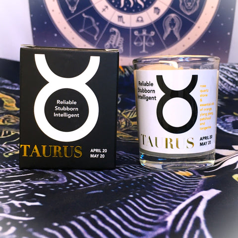 Taurus Zodiac Candle with Rose Quartz Crystal Essential Oil Soy Wax Candle Small